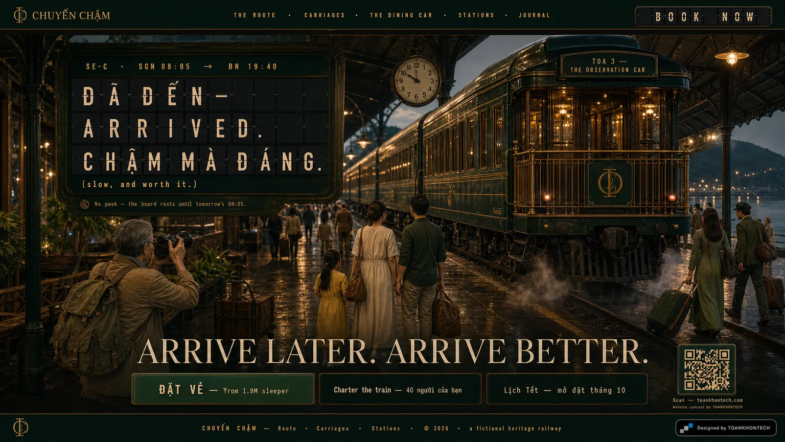 CHUYẾN CHẬM website concept artboard focused on closing invitation