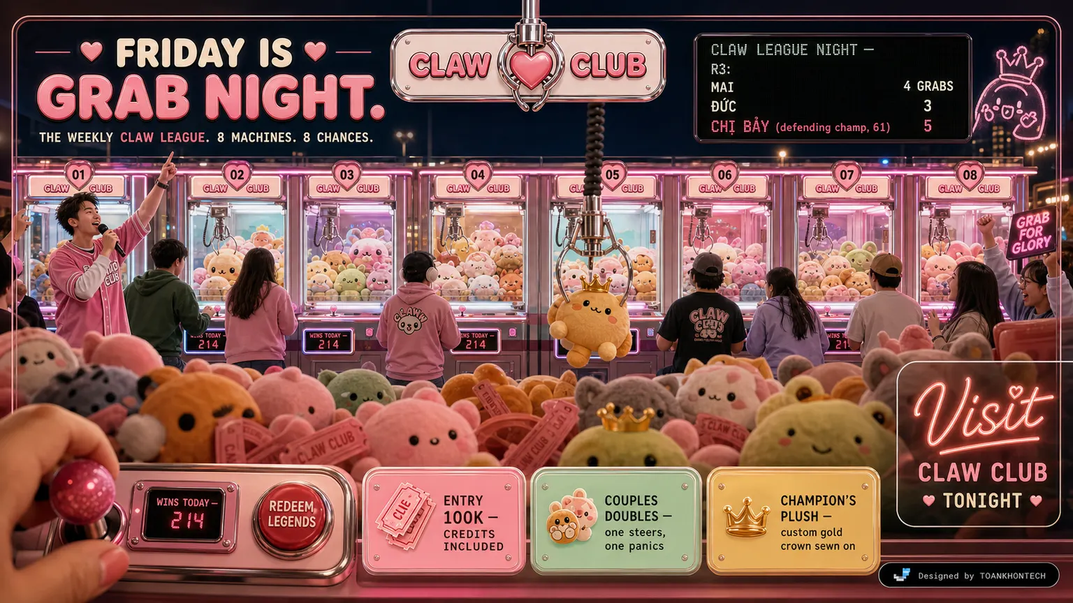 CLAW CLUB website concept artboard focused on arena