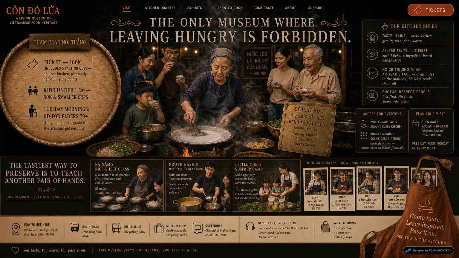 CÒN ĐỎ LỬA website concept artboard focused on programme and events