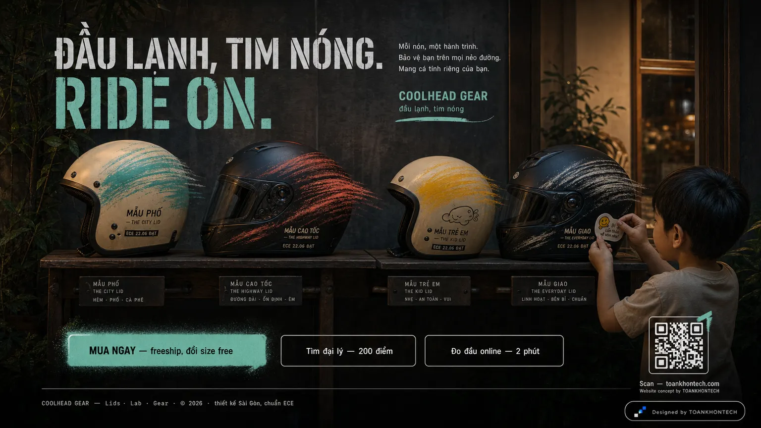 COOLHEAD GEAR website concept artboard focused on closing invitation