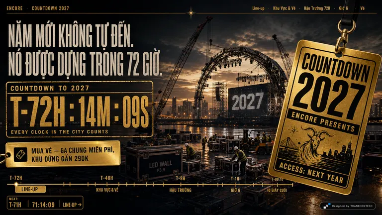 ENCORE · COUNTDOWN 2027 — Năm mới không tự đến. Nó được dựng trong 72 giờ.