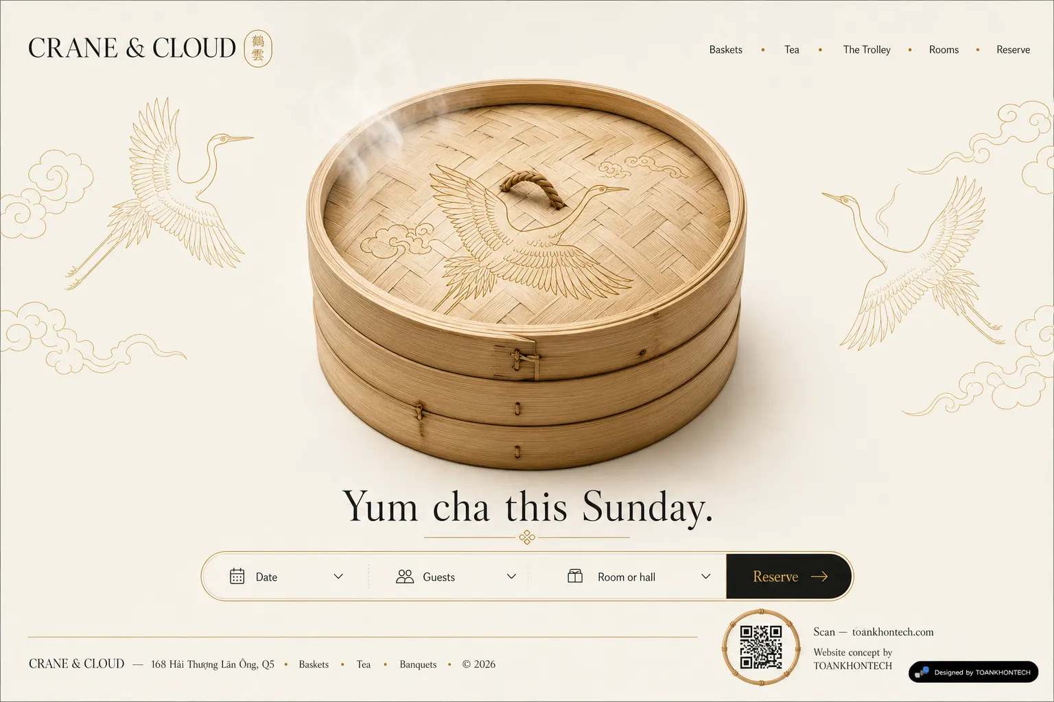 CRANE & CLOUD website concept artboard focused on closing invitation