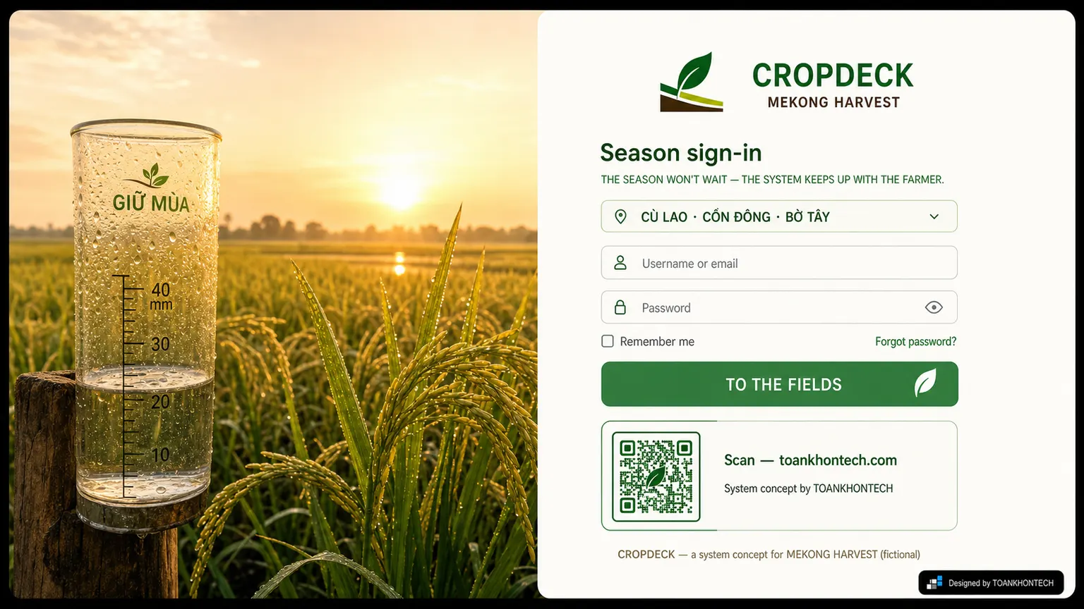 CROPDECK website concept artboard focused on access point