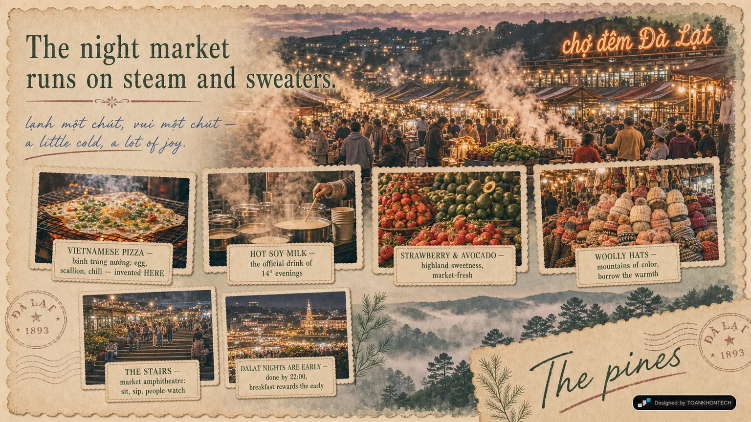 ĐÀ LẠT — THE CITY OF ETERNAL SPRING website concept artboard focused on market
