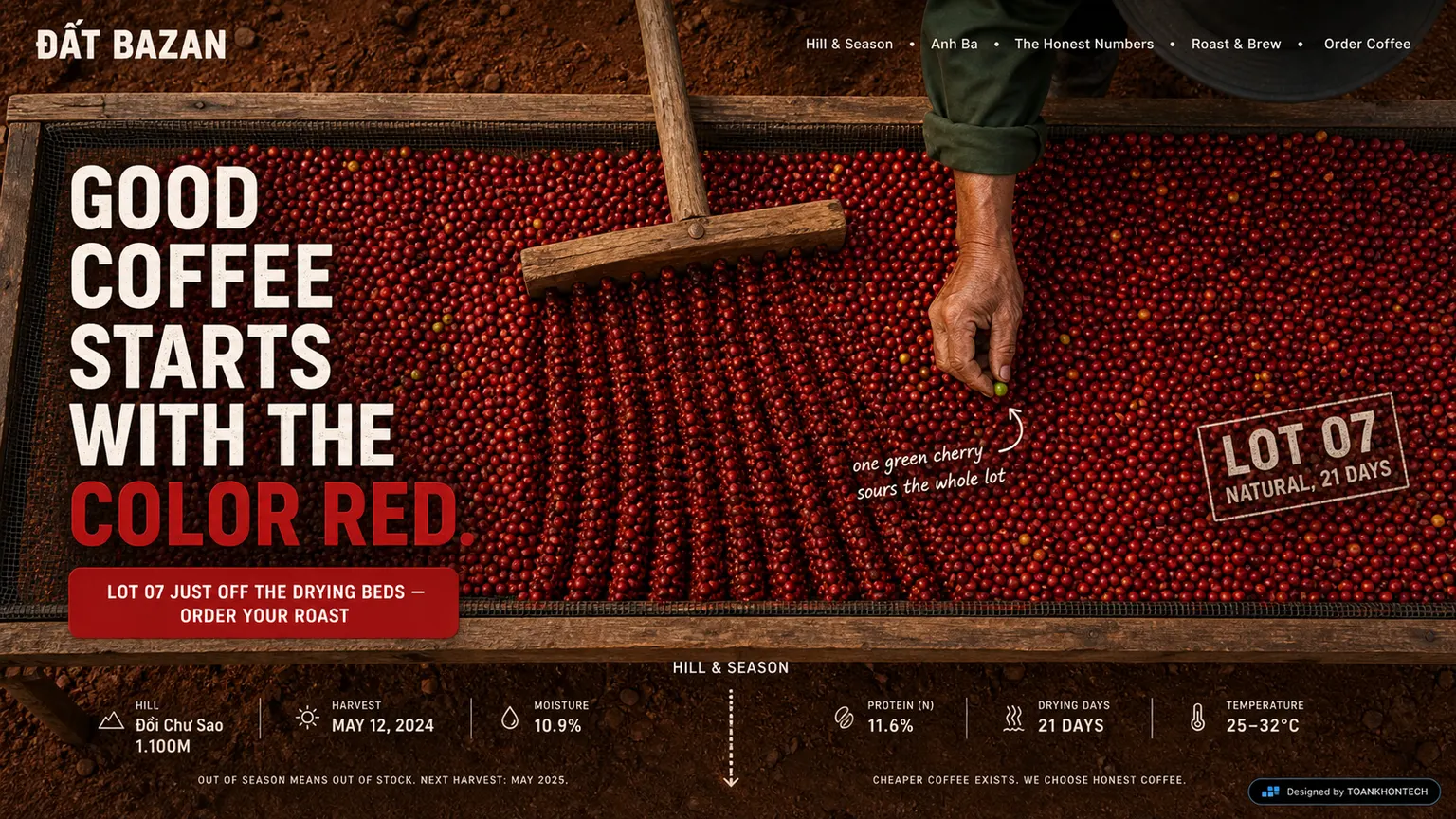 ĐẤT BAZAN — Good coffee starts with the color red.