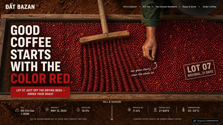 ĐẤT BAZAN — Good coffee starts with the color red.
