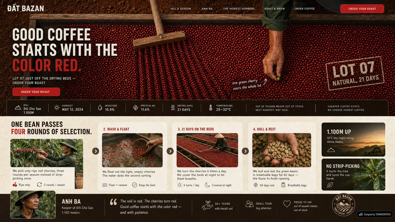 ĐẤT BAZAN website concept artboard focused on place of origin