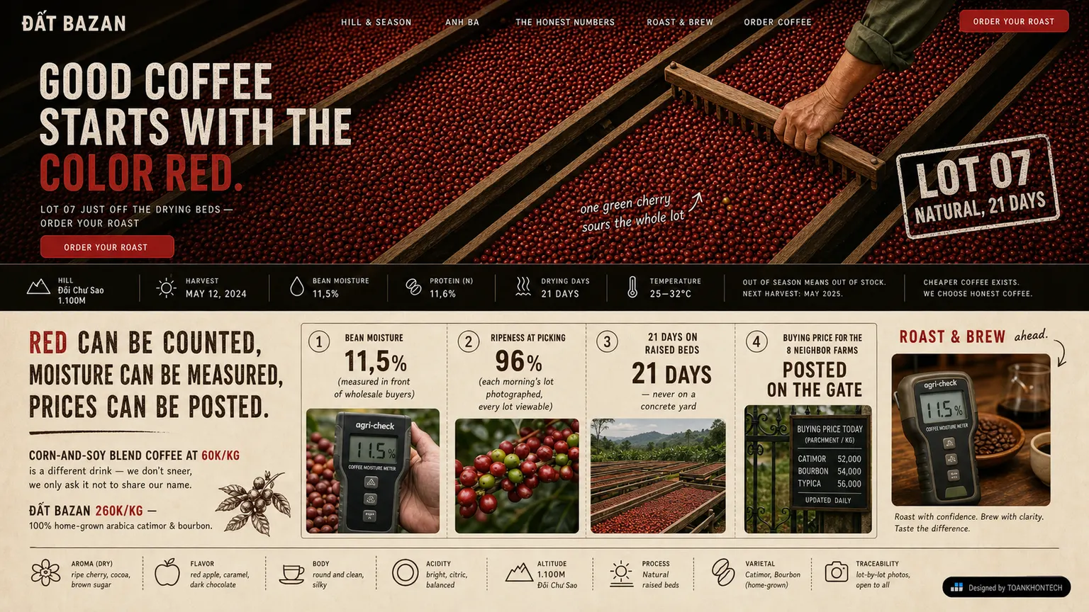 ĐẤT BAZAN website concept artboard focused on traceable proof