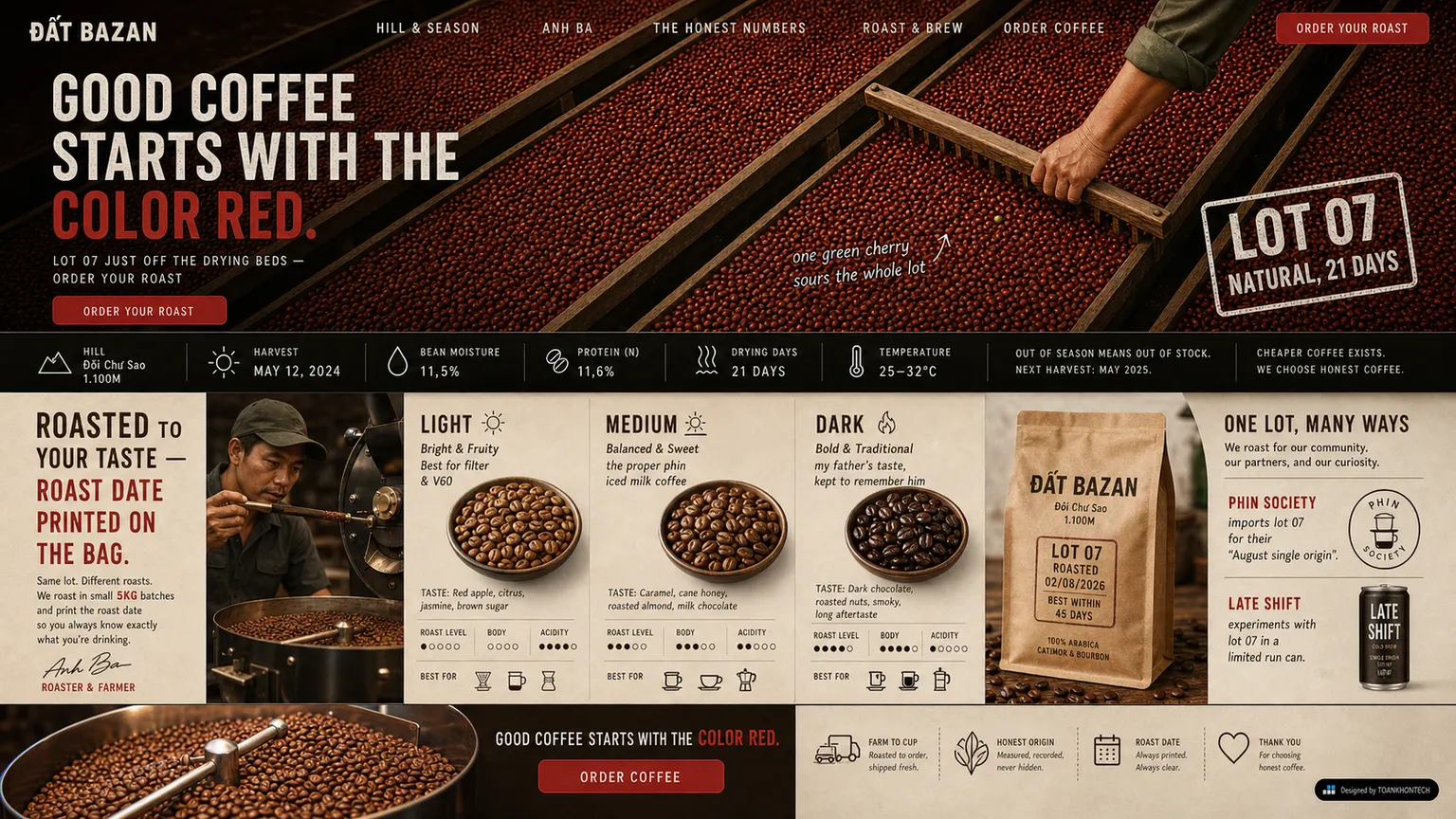 ĐẤT BAZAN website concept artboard focused on product choice