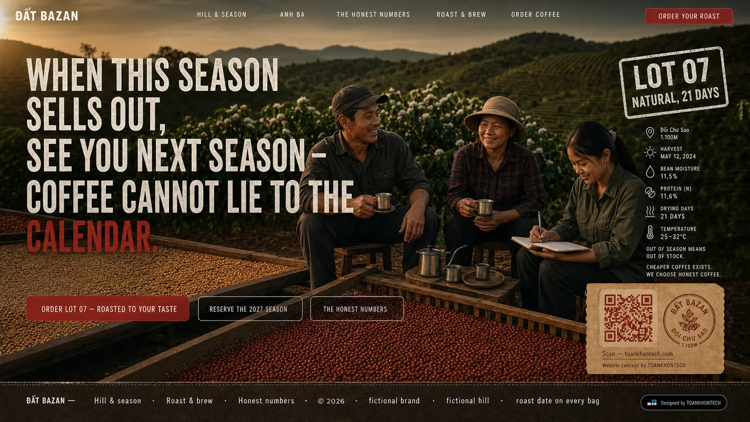 ĐẤT BAZAN website concept artboard focused on closing invitation
