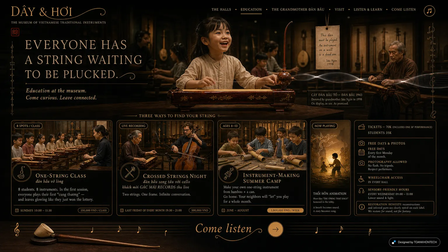 DÂY & HƠI website concept artboard focused on programme and events