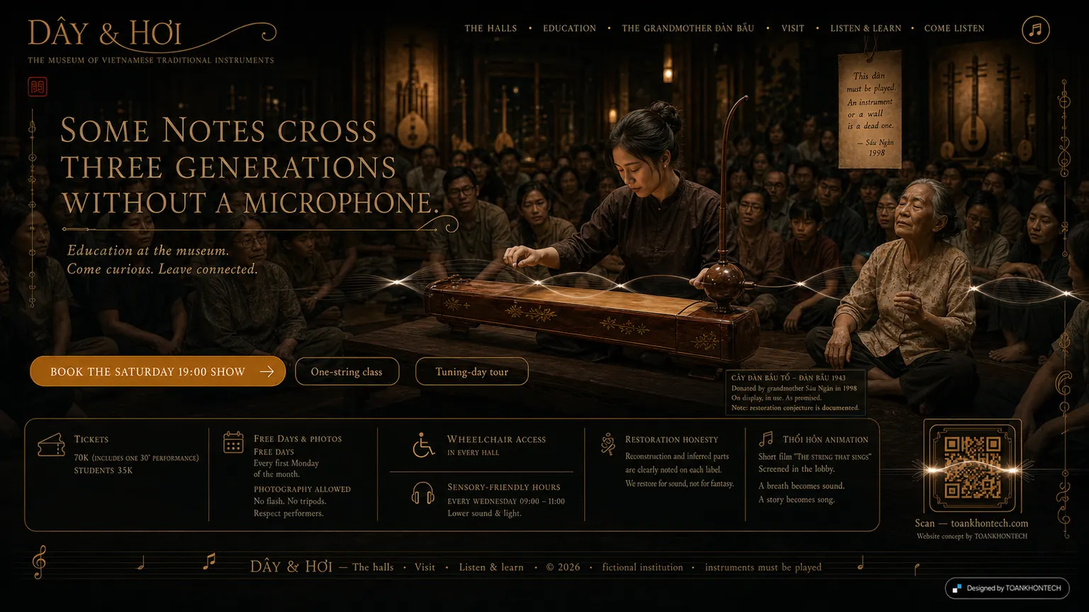 DÂY & HƠI website concept artboard focused on closing invitation
