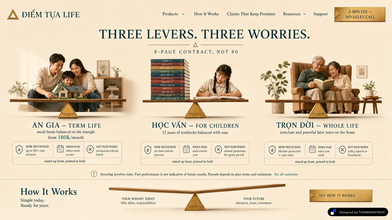 ĐIỂM TỰA LIFE website concept artboard focused on products