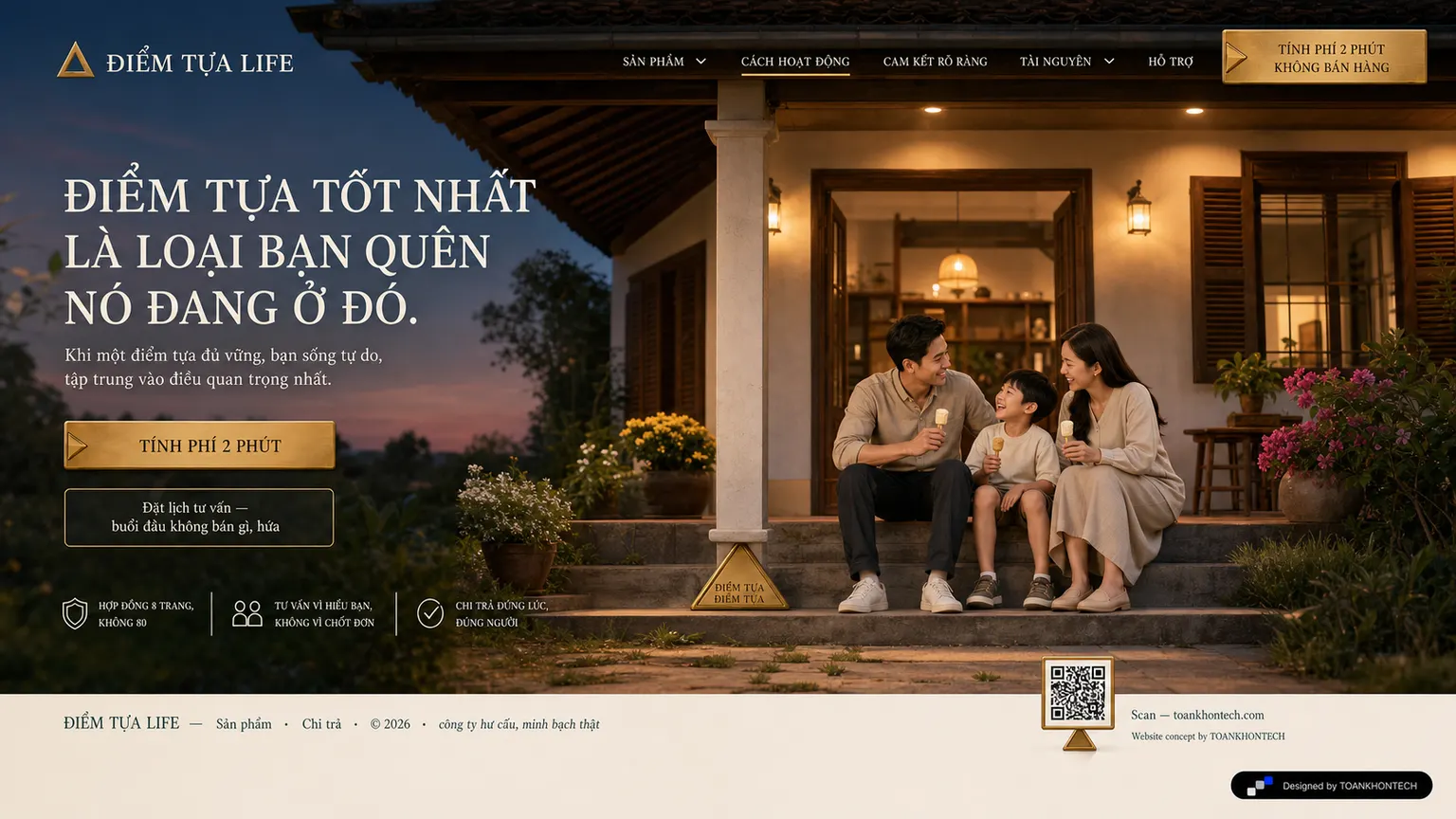 ĐIỂM TỰA LIFE website concept artboard focused on closing invitation