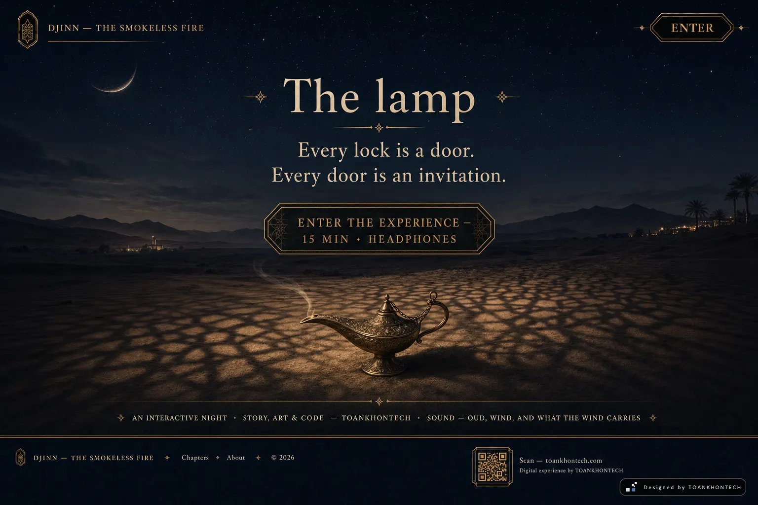 DJINN website concept artboard focused on closing invitation