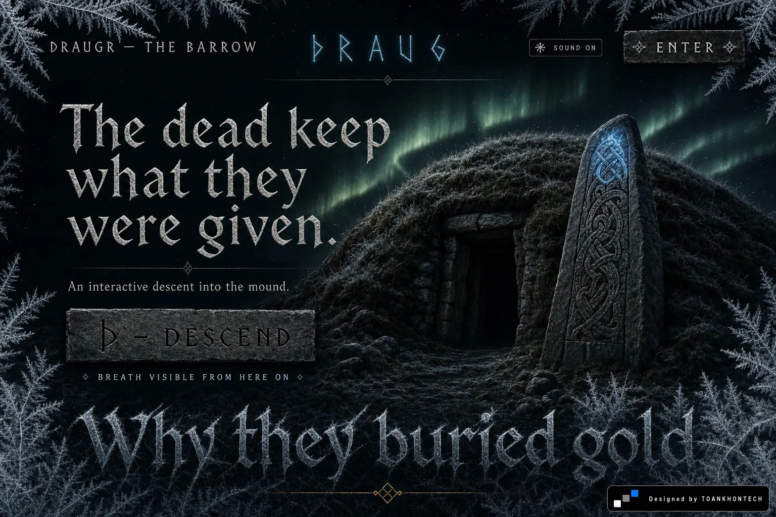 DRAUGR opening interface — an interactive cultural website