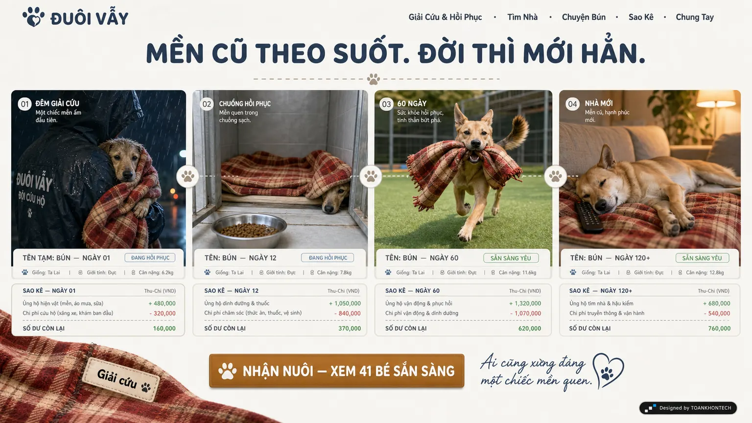 ĐUÔI VẪY opening interface — a social-impact platform