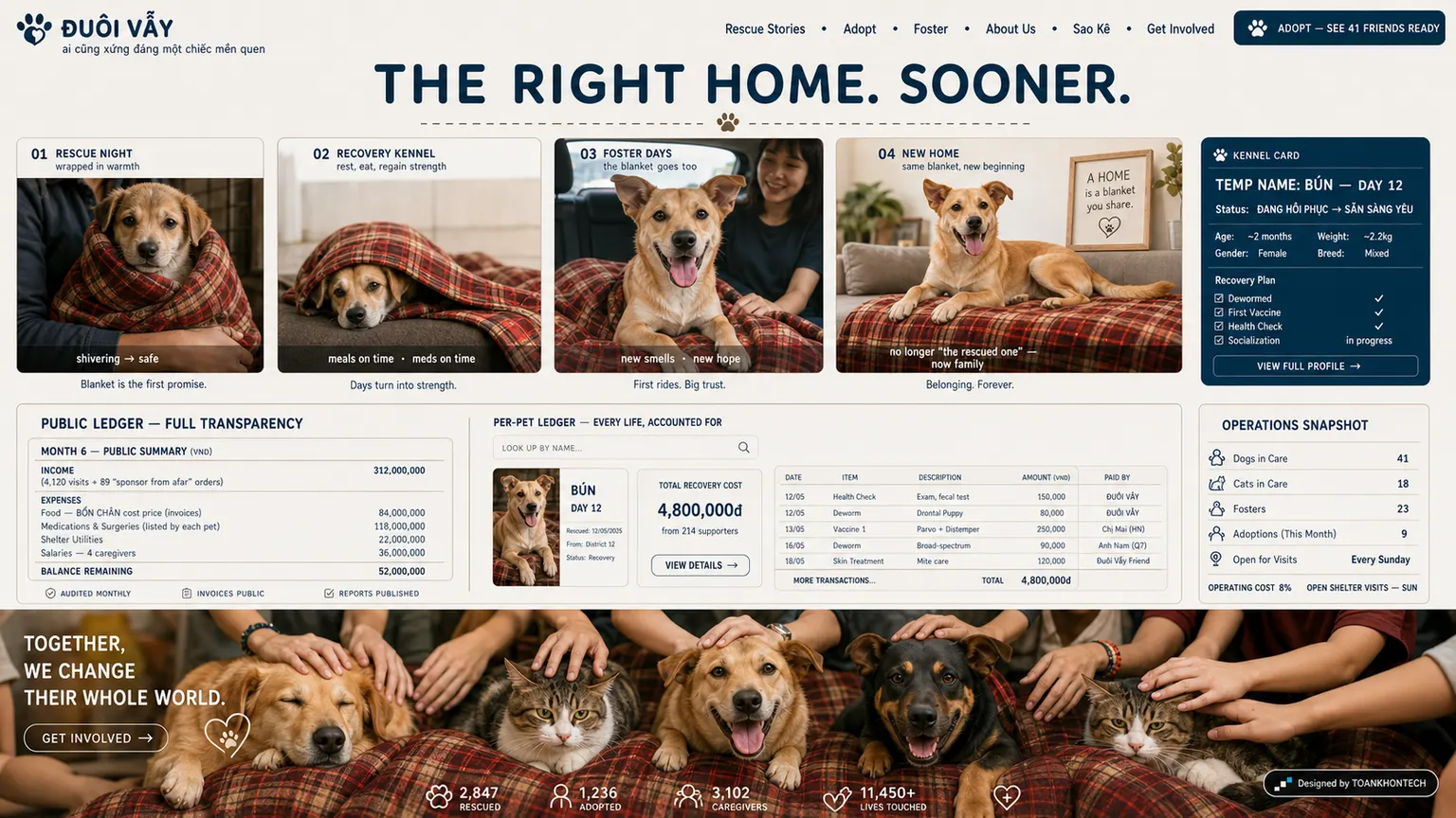 ĐUÔI VẪY website concept artboard focused on saoke