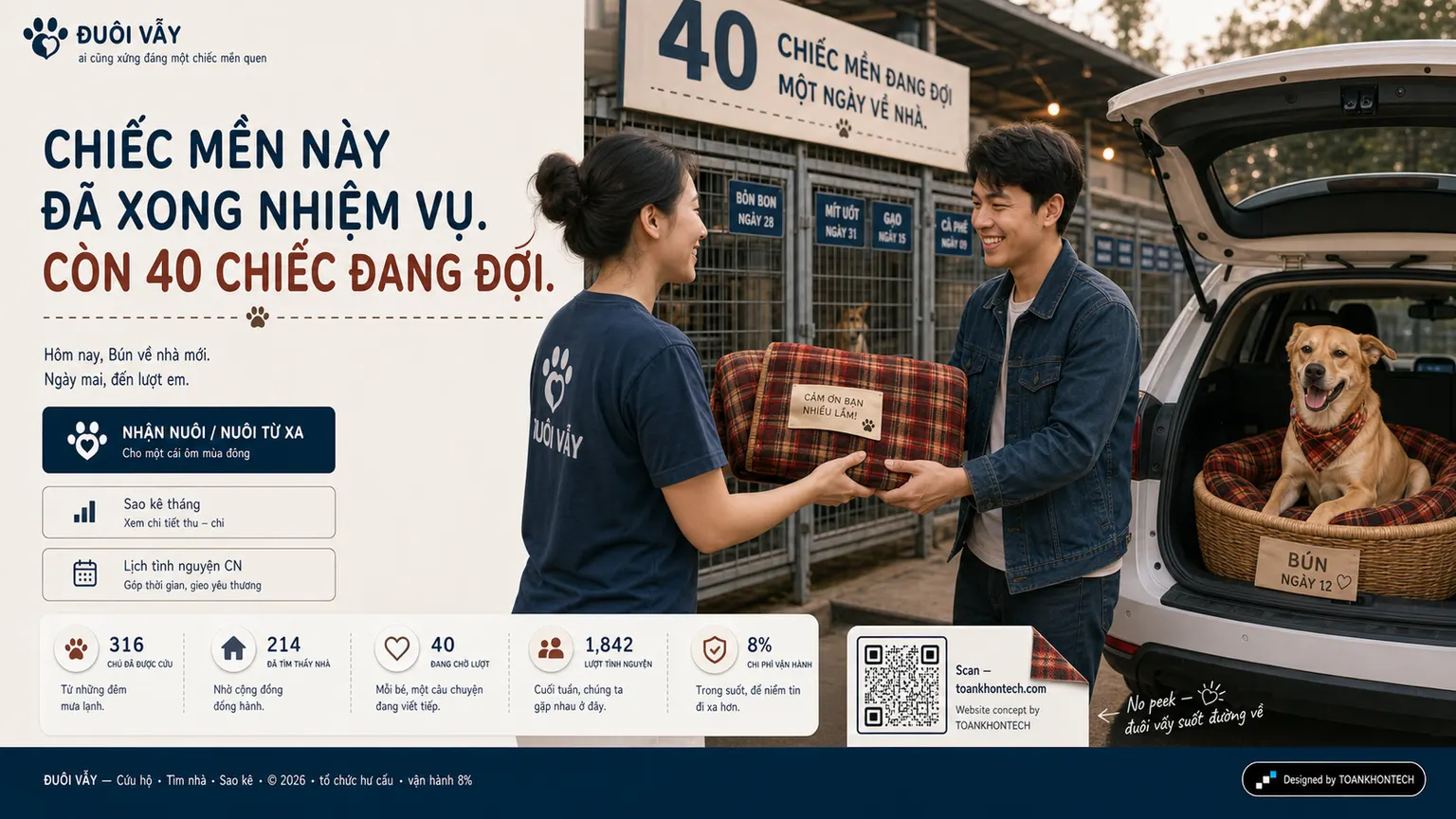 ĐUÔI VẪY website concept artboard focused on closing invitation