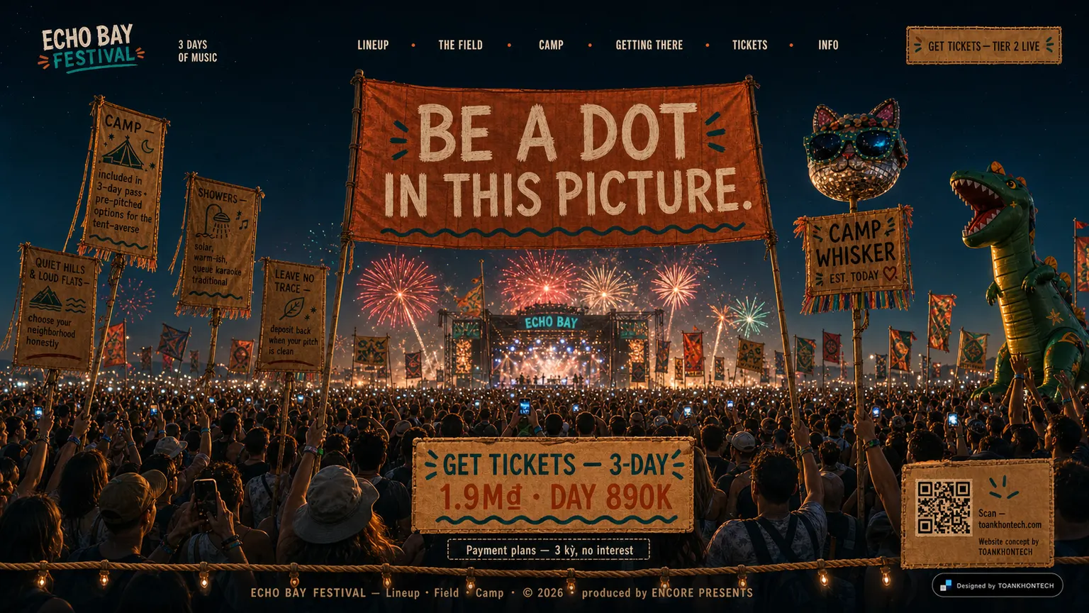 ECHO BAY FESTIVAL website concept artboard focused on closing invitation