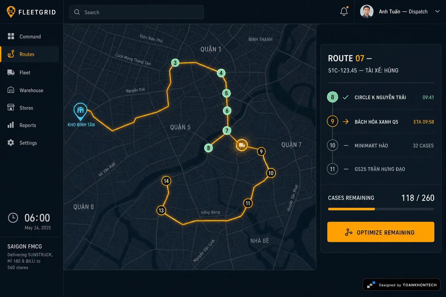 FLEETGRID website concept artboard focused on routes