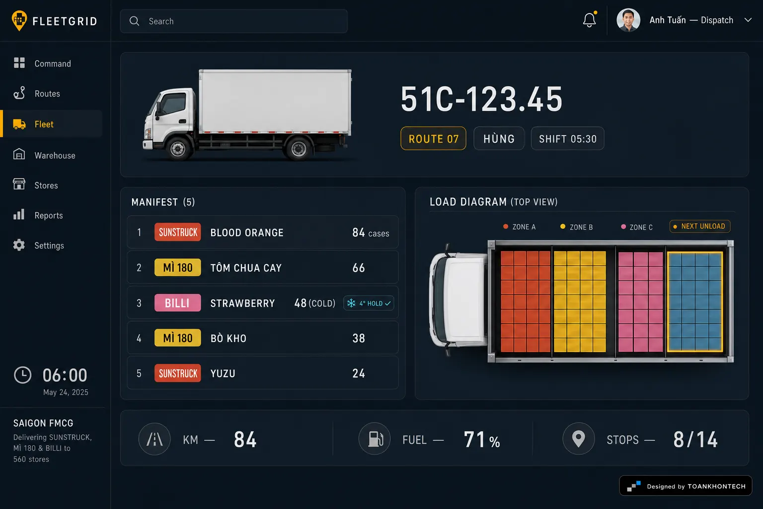 FLEETGRID website concept artboard focused on vehicle