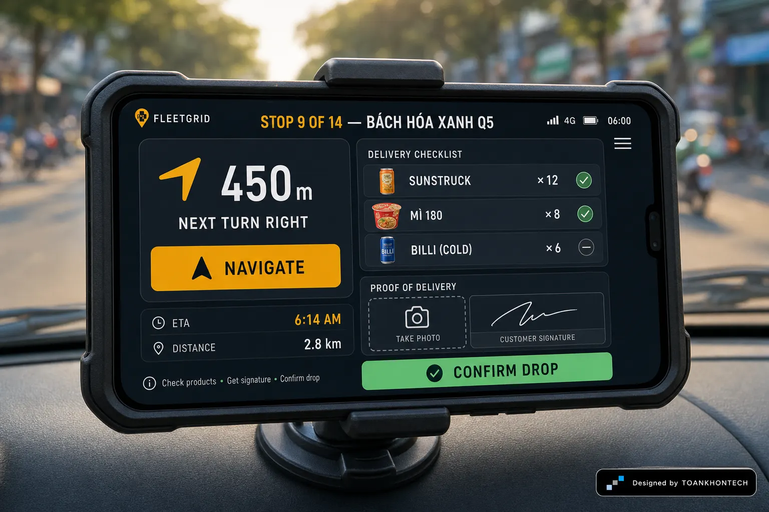 FLEETGRID website concept artboard focused on field handoff