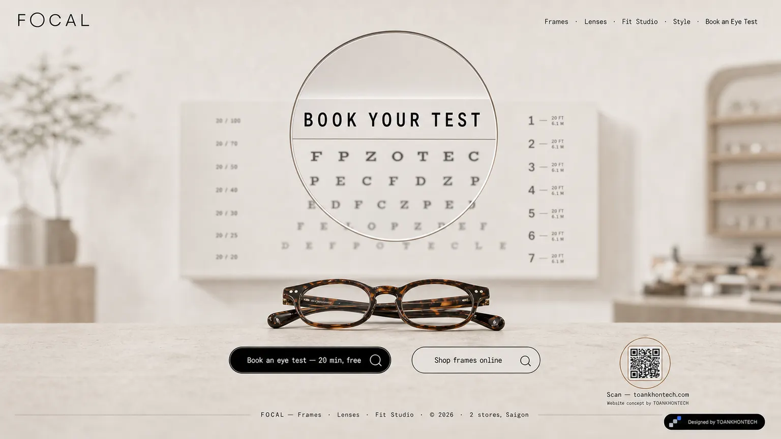 FOCAL website concept artboard focused on closing invitation
