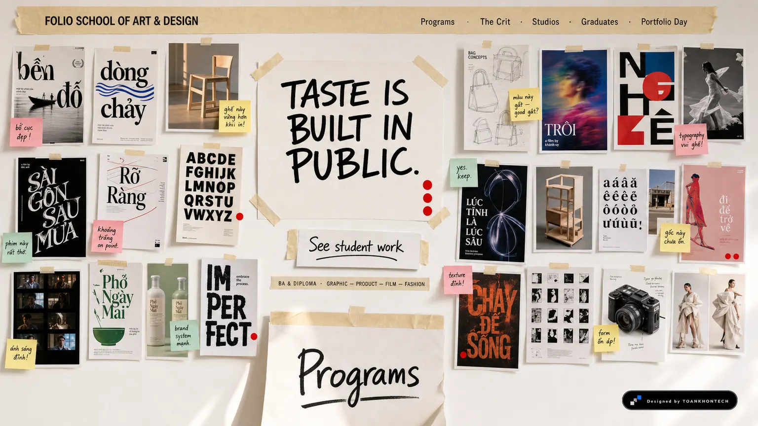 FOLIO SCHOOL OF ART & DESIGN opening interface — an education programme website