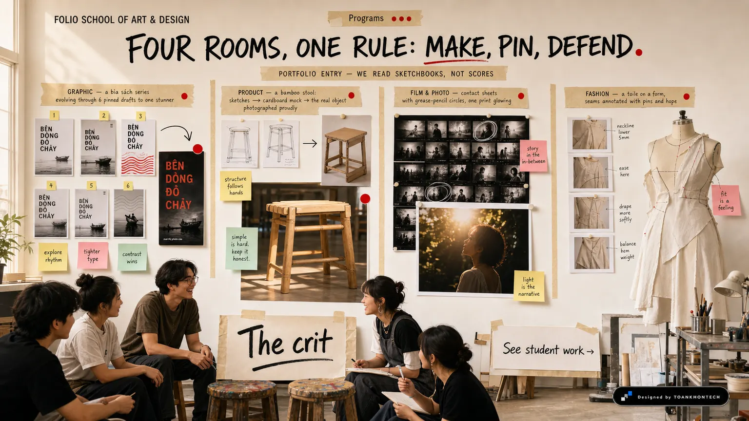 FOLIO SCHOOL OF ART & DESIGN website concept artboard focused on programs