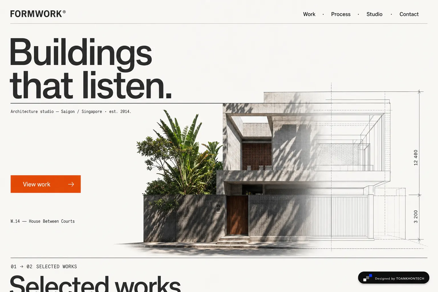 FORMWORK® opening interface — a creative practice portfolio