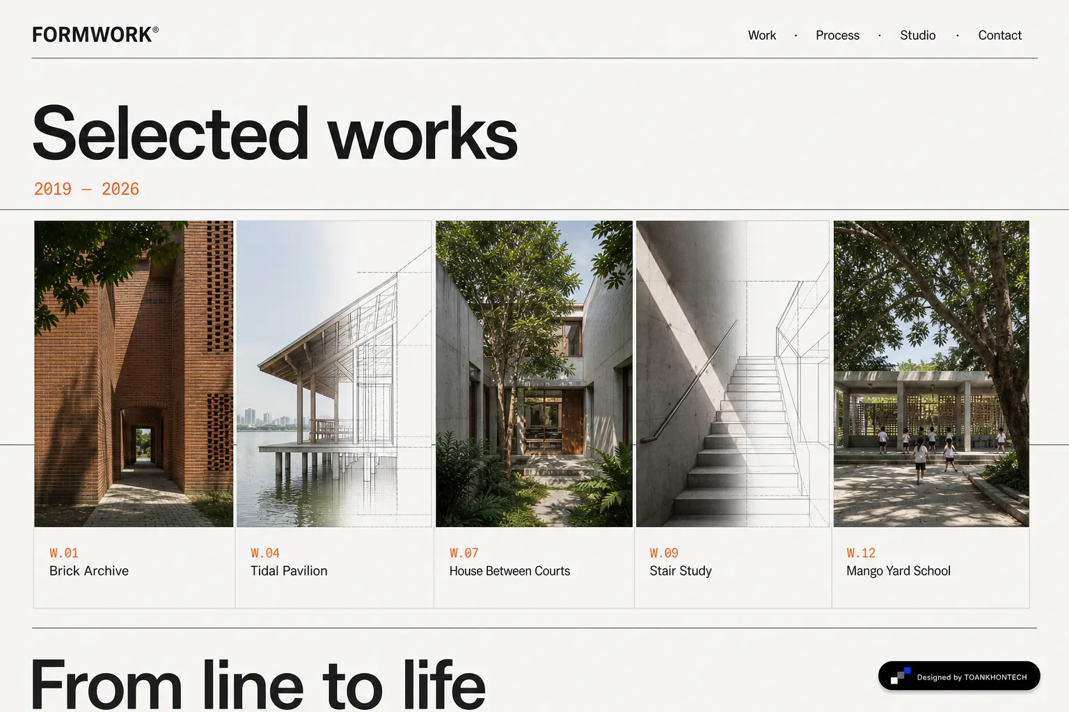 FORMWORK® website concept artboard focused on works