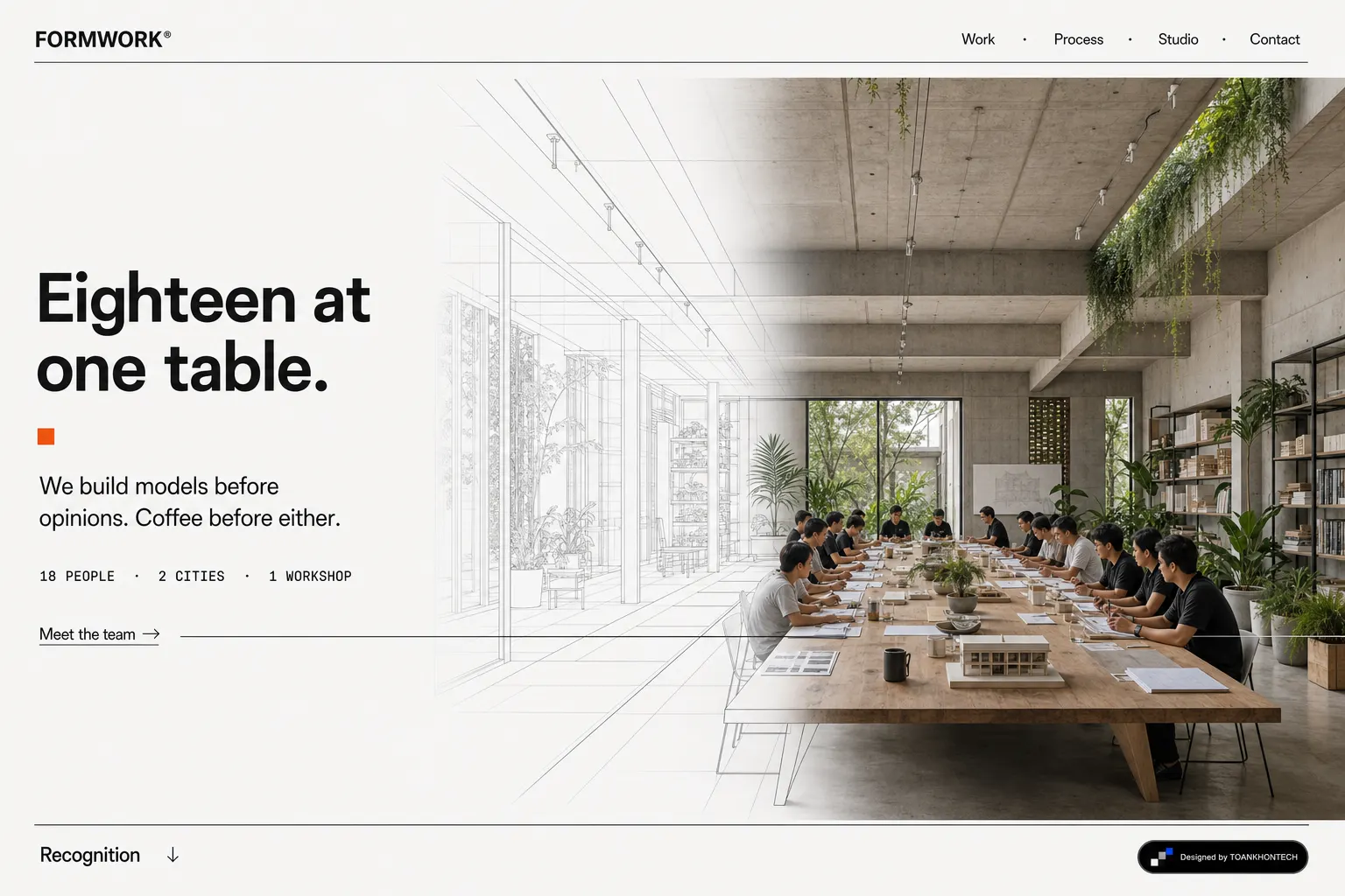 FORMWORK® website concept artboard focused on studio