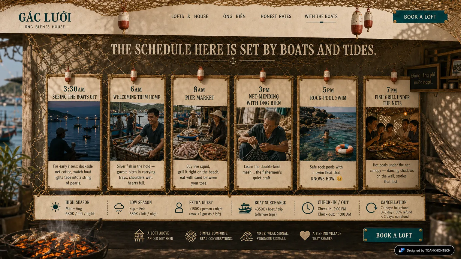 GÁC LƯỚI website concept artboard focused on local context