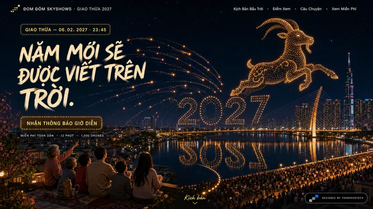 ĐOM ĐÓM SKYSHOWS · GIAO THỪA 2027 — Năm mới sẽ được viết trên trời.