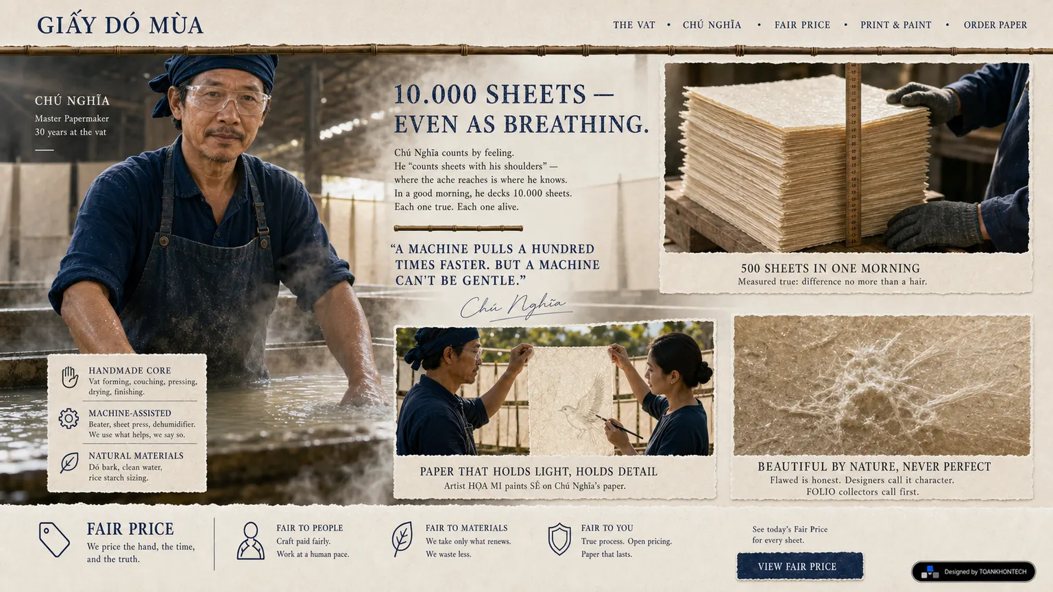 GIẤY DÓ MÙA website concept artboard focused on artisan practice