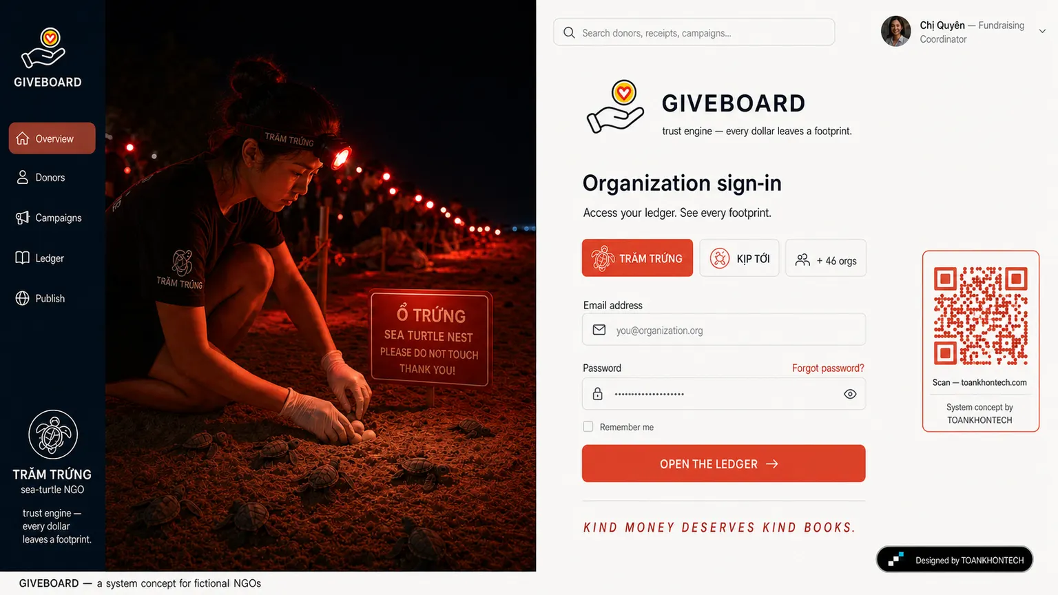 GIVEBOARD website concept artboard focused on access point