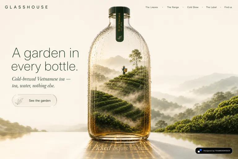 GLASSHOUSE — Cold-brewed Vietnamese tea — tea, water, nothing else.