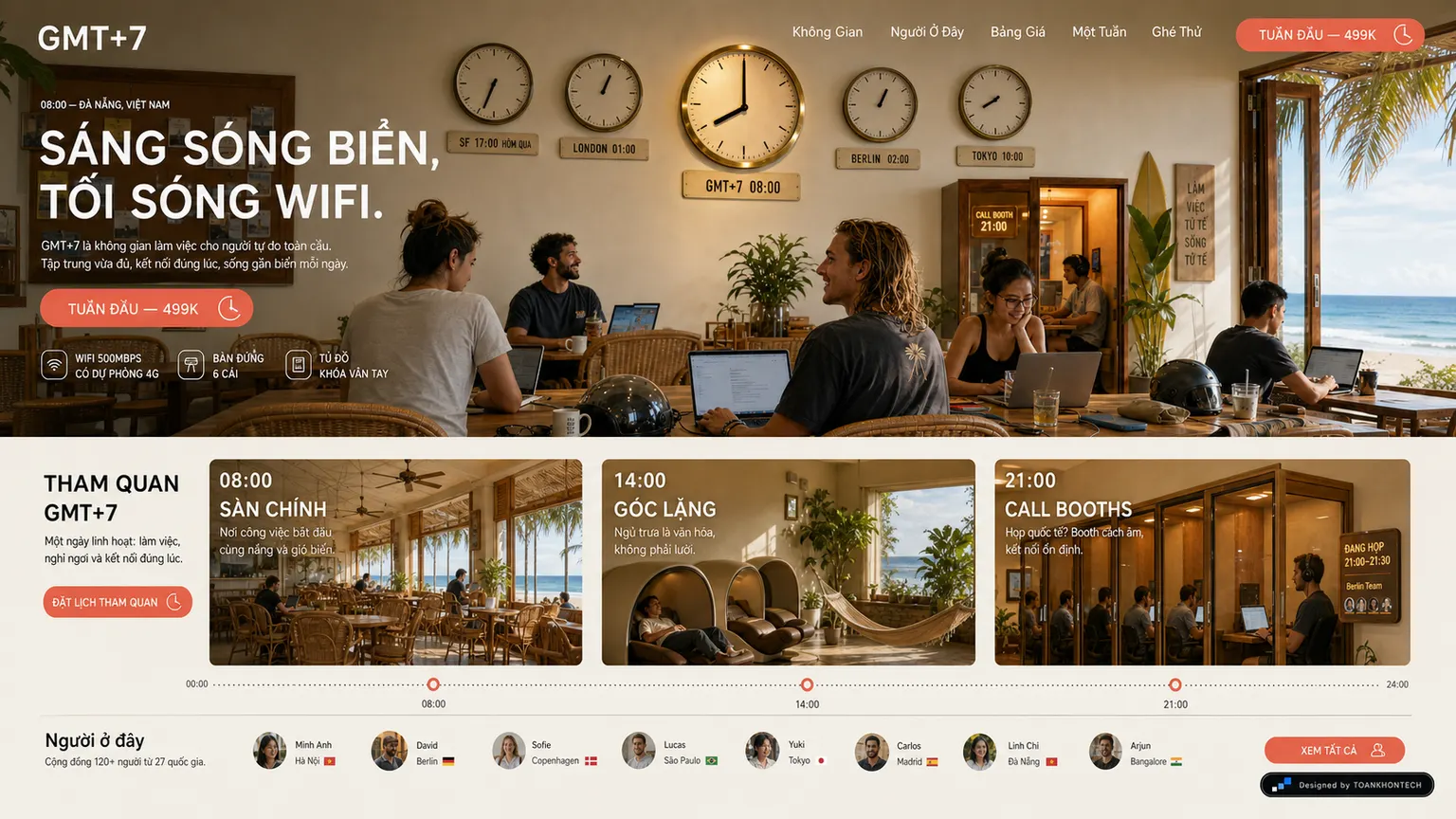 GMT+7 website concept artboard focused on thespace
