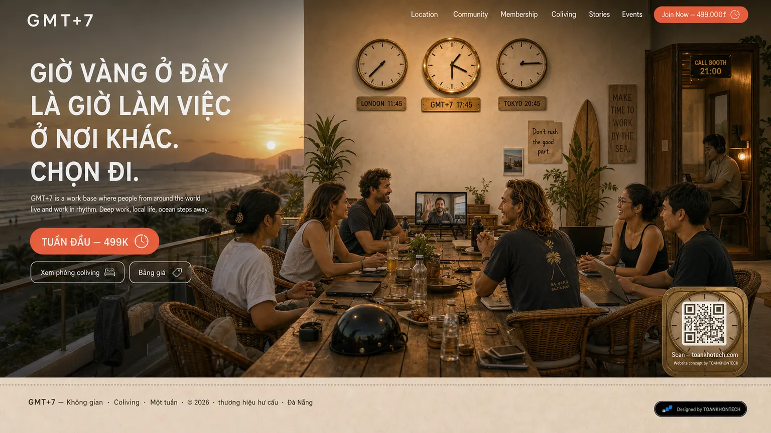 GMT+7 website concept artboard focused on closing invitation