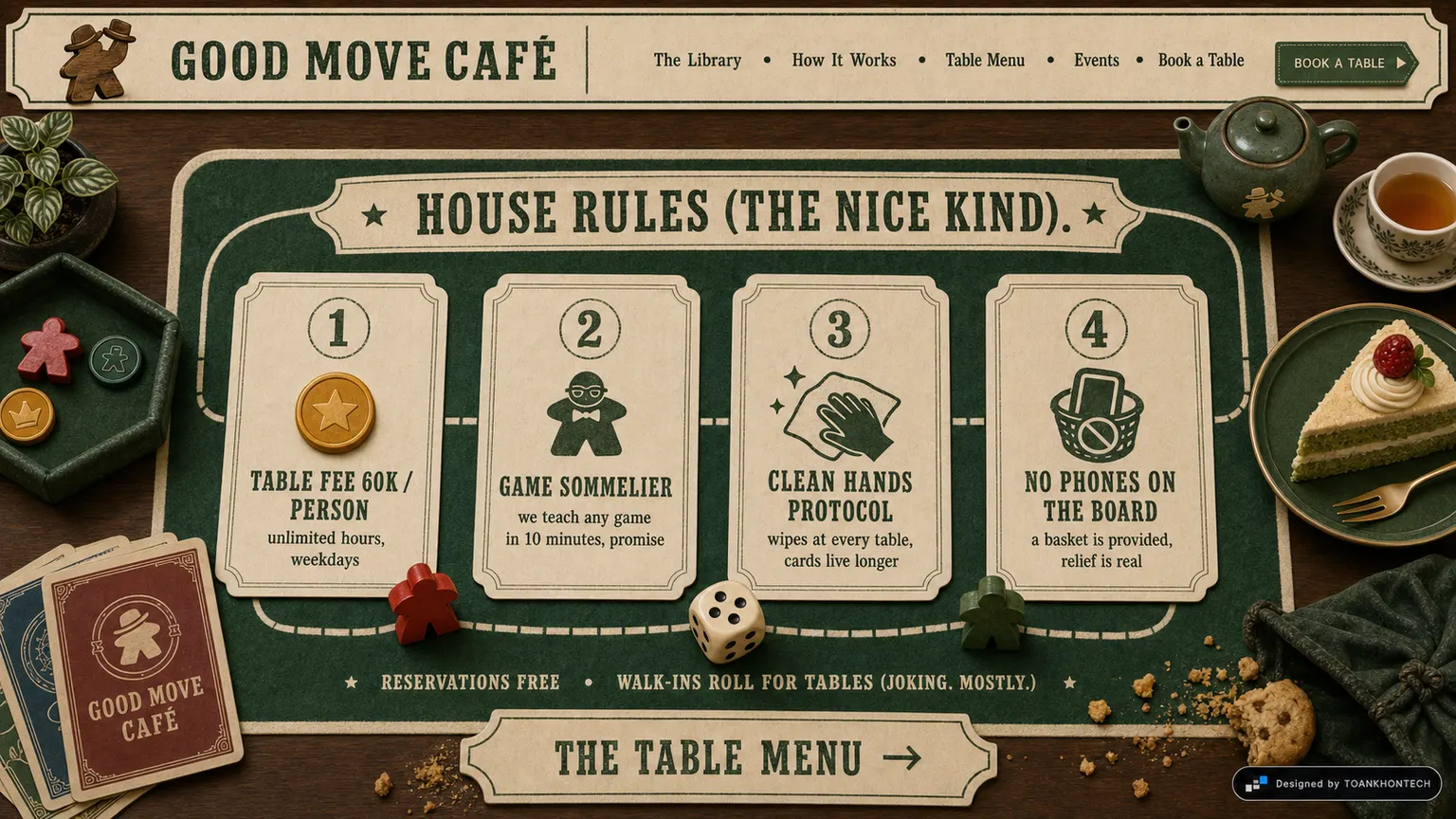 GOOD MOVE CAFÉ website concept artboard focused on howitworks