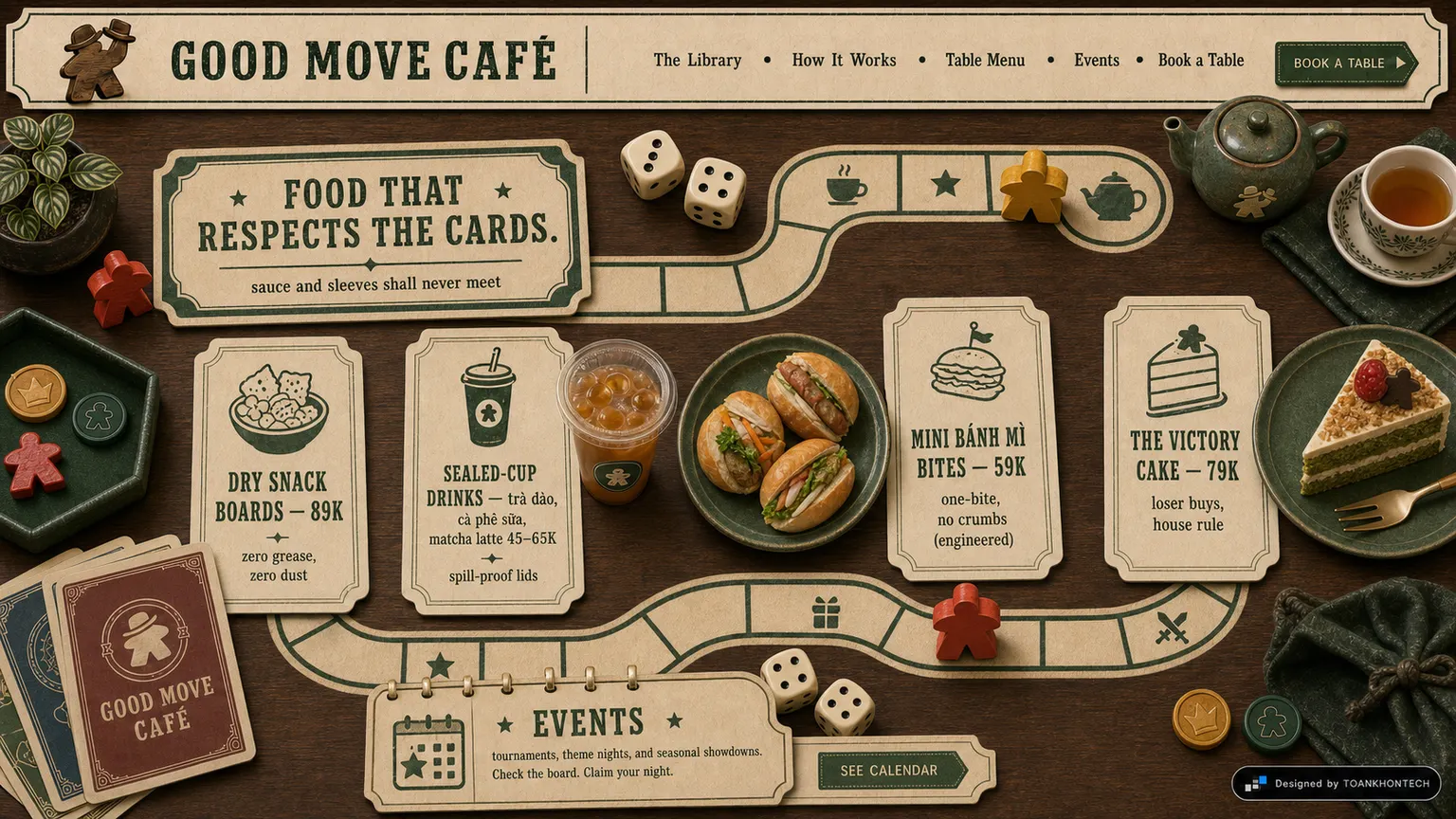 GOOD MOVE CAFÉ website concept artboard focused on menu