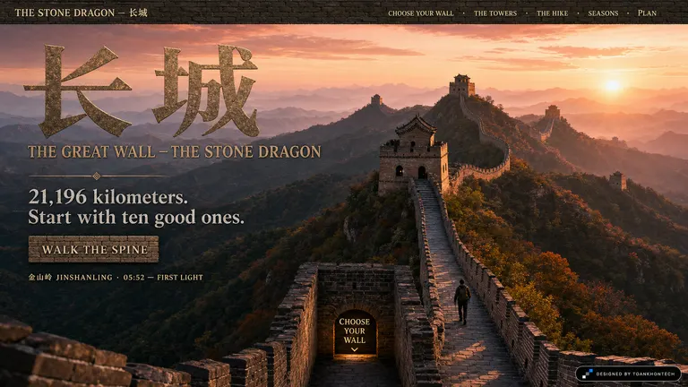长城 — THE STONE DRAGON — 21,196 kilometers. Start with ten good ones.