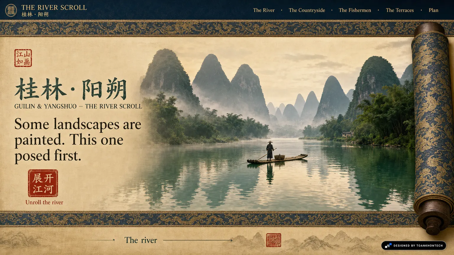 桂林·阳朔 — THE RIVER SCROLL opening interface — a destination and hospitality platform