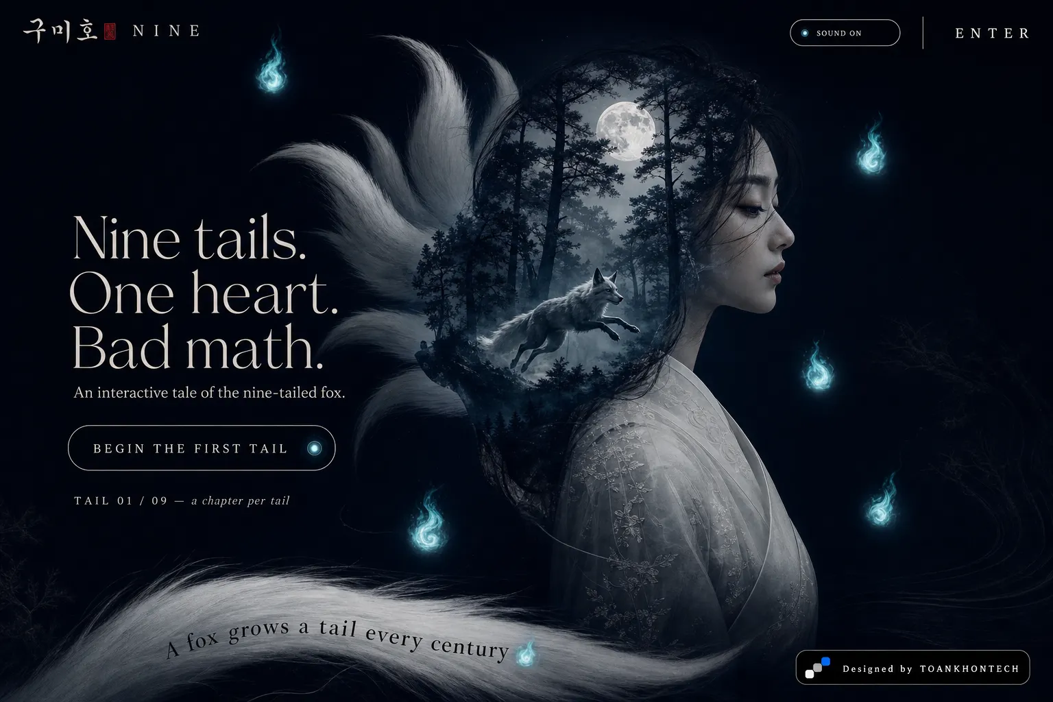 구미호 NINE opening interface — an interactive cultural website
