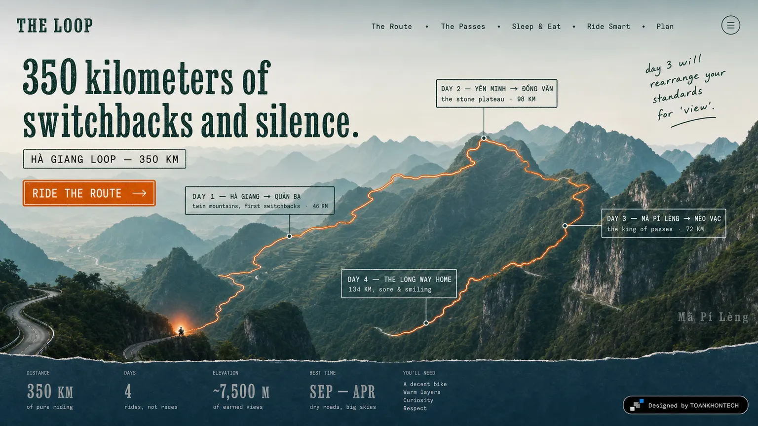 THE LOOP website concept artboard focused on route