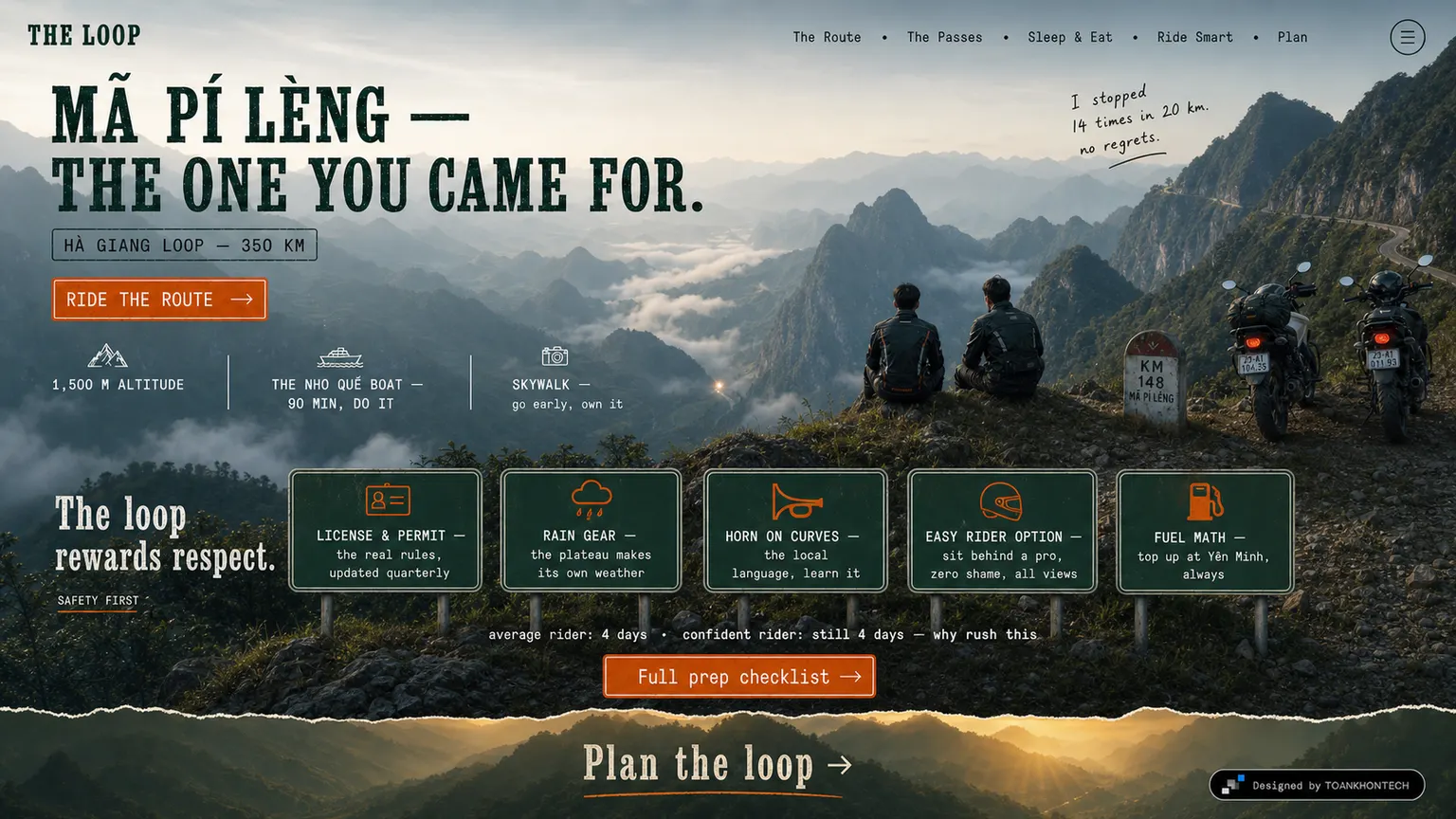 THE LOOP website concept artboard focused on ridesmart
