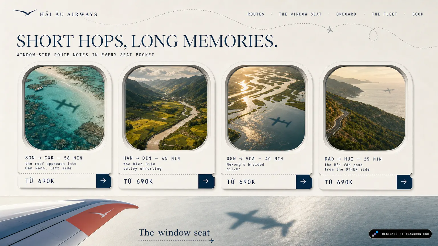 HẢI ÂU AIRWAYS website concept artboard focused on routes