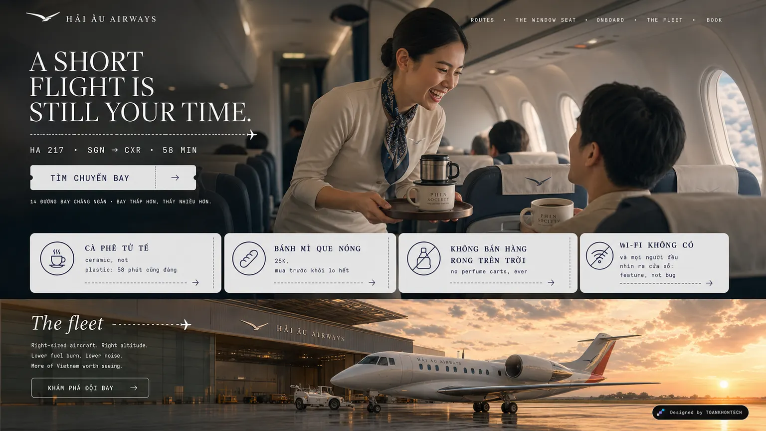 HẢI ÂU AIRWAYS website concept artboard focused on onboard