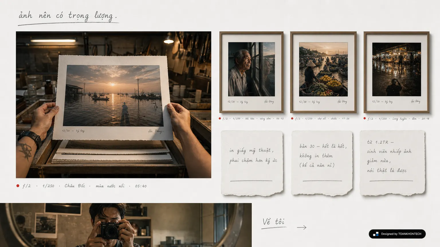 HẢI ĐĂNG website concept artboard focused on prints